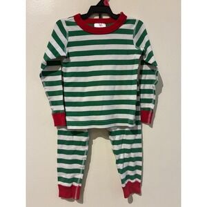 Hanna Andersson Organic Cotton Striped Pajama Set Green White Red Kids 4